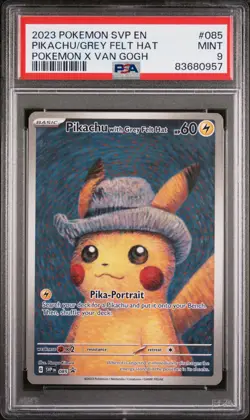 2023 POKEMON SVP EN-SV BLACK STAR PROMO #85 PIKACHU/GREY FELT HAT VAN GOGH PSA 9 - Image 1