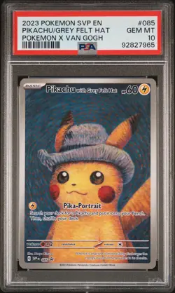 2023 POKEMON SVP EN-SV BLACK STAR PROMO #085 PIKACHU WITH GREY FELT HAT PSA 10 - Image 1