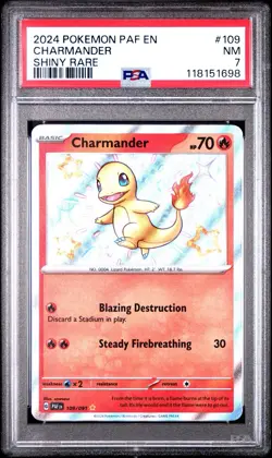 Pokemon TCG - Charmander 109/91 - Paldean Fates - Baby Shiny Holo Rare - PSA 7 - Image 1