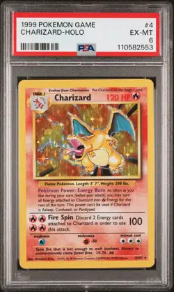 POKEMON 1999 BASE SET CHARIZARD HOLO #4 PSA 6 - Image 1