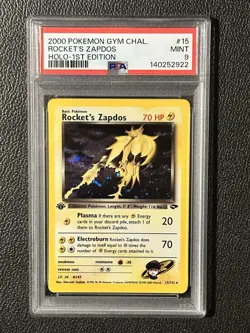 2000 Pokemon Rocket’s Zapdos 1st Edition Holo PSA 9 #15 Gym Challenge - Image 1