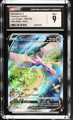 2022 Pokemon Aerodactyl V 180/196 Lost Origin Holo Ultra Rare CGC 9 - Image 1