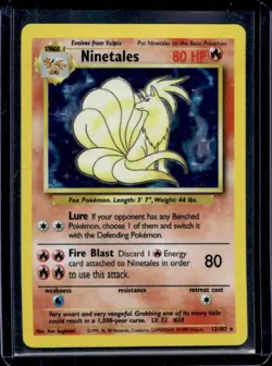 1999 Pokemon Unlimited Ninetales Rare Holo #12/102 - Image 1