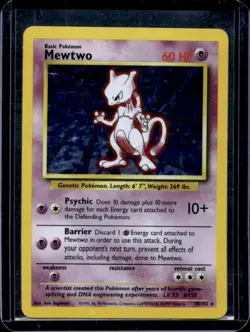1999 Pokemon Unlimited Mewtwo Rare Holo #10/102 - Image 1