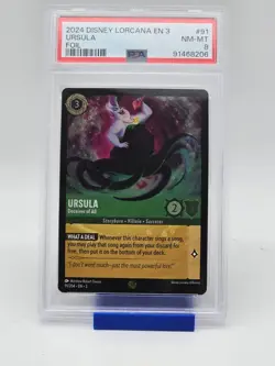 Disney Lorcana Inklands Ursula Deceiver of All Cold Foil 91 PSA 8 NM - Image 1