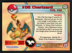 1999 Charizard #06 Topps Pokemon TV Animation Card - Image 2
