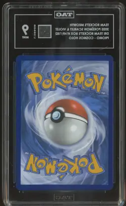 2025 Pokemon Scarlet & Violet #149/182 Team Rocket's Meowth Cosmos Holo TAG 9 - Image 2