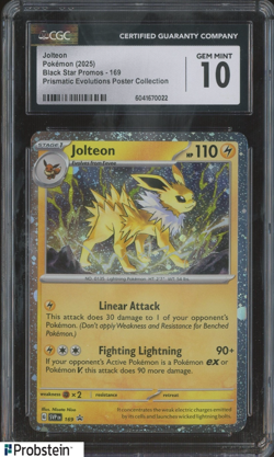 2025 Pokemon Black Star Promos #169 Jolteon Prismatic Evolutions CGC 10 - Image 1