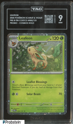 2025 Pokemon Scarlet & Violet Pre Tin Costco #005/131 Leafeon Cosmos Holo TAG 9 - Image 1