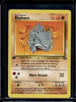 1999 Pokemon Jungle 1st Edition Rhyhorn #61/64 - Image 1