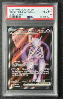 TEAM ROCKET'S MEWTWO EX PSA 10 2025 POKEMON DESTINED RIVALS #213/182 ULTRA RARE - Image 1