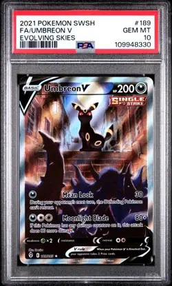 Pokemon Umbreon V 2021 Sword & Shield Evolving Skies #189 FA PSA 10 - Image 1