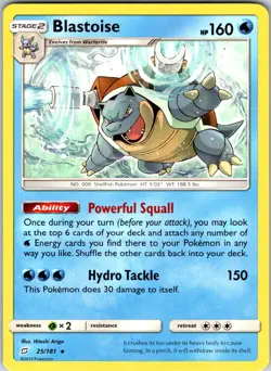 Blastoise 25/181 SM - Team Up Pokemon TCG NM Normal - Image 1