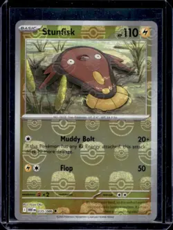 2025 Pokemon White Flare Stunfisk Reverse Holo Master Ball Uncommon #035/086 - Image 1