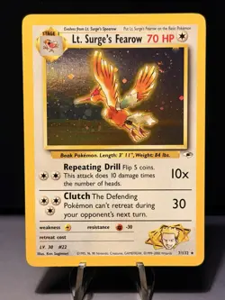 Pokemon Gym Heroes Holo Rare Unlimited Edition Lt. Surge’s Fearow 7/132 - Image 1