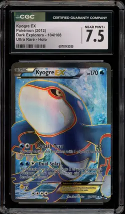 Pokemon Kyogre EX Dark Explorers Full Art #104 CGC 7.5 - Image 1