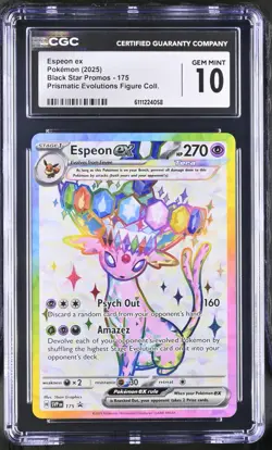 Pokemon 2025 Espeon ex Prism. Evo. Fig. Collec. Black Star Promos #175 CGC 10 - Image 1