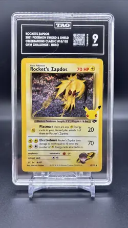 2021 Pokemon Rockets Zapdos Celebrations Classic 15/132 Gym Challenge Holo TAG - Image 1