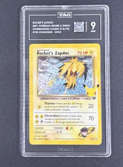 2021 Pokemon Rockets Zapdos Celebrations Classic 15/132 Gym Challenge Holo TAG - Image 3