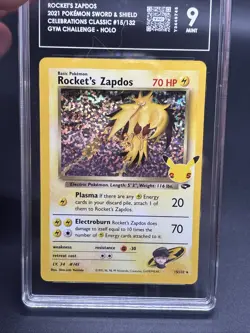 2021 Pokemon Rockets Zapdos Celebrations Classic 15/132 Gym Challenge Holo TAG - Image 4