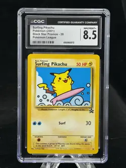 Surfing Pikachu #28 Black Star Promo Pokemon League 2001 CGC 8.5 ⚡ 🌊 - Image 1