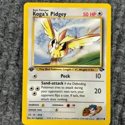 Vintage Pokemon Gym Heroes Koga's Pidgey 1st Edition 80/132 LP - Image 1