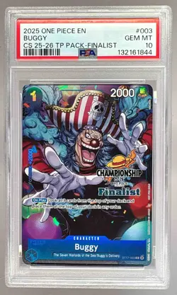 132161844 Buggy 2025 One Piece Championship Finalist Promo ST17-003 PSA 10 - Image 1