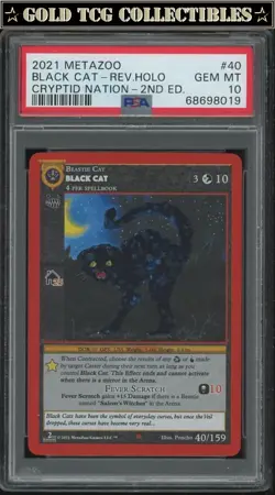 PSA 10 ⭐ MetaZoo Black Cat 40 Reverse Holo Cryptid Nation 2nd Edition Card - Image 1