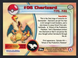 1999 Charizard #06 Topps Pokemon TV Animation Card - Image 2