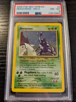PSA 8 NM - MINT - HERACROSS 6/111 - 2000 Pokemon Neo Genesis Holo Rare #6 - Image 1