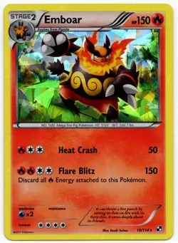 Pokemon - Black and White Cracked Holo Rare Emboar 019/114 LP - Image 1