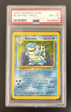 Blastoise Pokemon Base Set Unlimited Holo #2 PSA 8 - Image 1