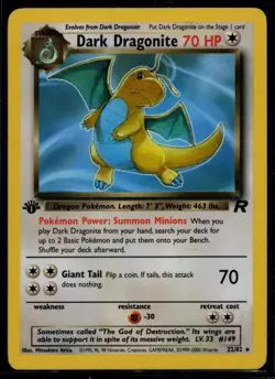 Dark Dragonite [1st Edition] 22/82 Team Rocket Pokemon Card NM - Image 1