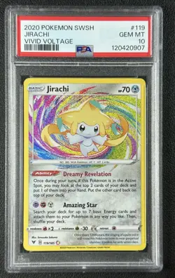 JIRACHI PSA 10 2020 POKEMON SWORD & SHIELD VIVID VOLTAGE #119/185 AMAZING RARE - Image 1