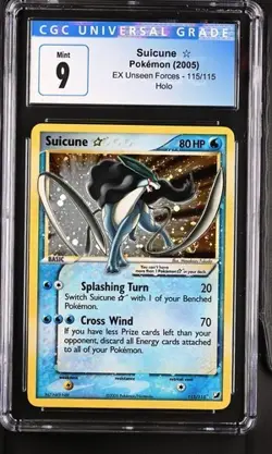 Pokemon Suicune Gold Star 2005 EX Unseen Forces 115/115 Holo CGC 9 - Image 1