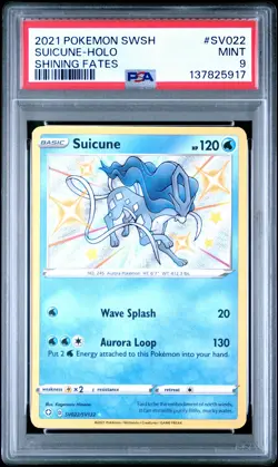 2021 POKEMON SWORD & SHIELD SHINING FATES #SV022 SUICUNE-HOLO PSA 9 - Image 1