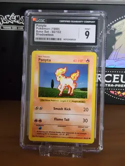CGC 9 Mint - Ponyta Shadowless Base Set - Pokemon TCG 1999 - Image 1