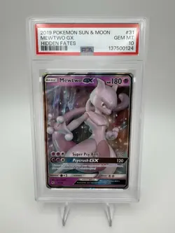 2019 POKEMON SUN & MOON HIDDEN FATES MEWTWO GX #31 PSA 10 GEM MINT - Image 2