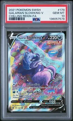 Pokemon Galarian Slowking V 2021 Sword & Shield Chilling Reign #179 FA PSA 10 - Image 1