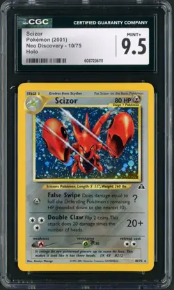 2001 Pokemon Neo Discovery Unlimited Scizor Holo Rare 10/75 CGC Mint 9.5+ - Image 1