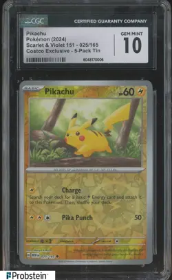 2024 Pokemon Scarlet & Violet #025/165 Pikachu Costco Exclusive CGC 10 - Image 1