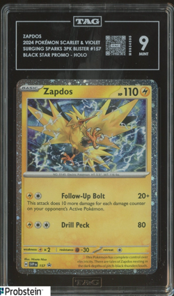 2024 Pokemon Scarlet & Violet Surging Sparks #157 Zapdos Holo TAG 9 - Image 1