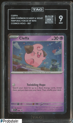 2024 Pokemon Scarlet & Violet Temporal Forces #095 Cleffa Cosmos Holo TAG 9 - Image 1