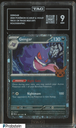 2024 Pokemon Scarlet & Violet Trick or Trade#057/091 Gengar Holographic TAG 9 #1 - Image 1