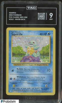 2023 Pokemon TCG Classic #001/034 Squirtle Holo Water Deck TAG 9 - Image 1