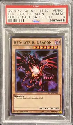 2015 PSA 10 YUGIOH 1ST ED DUELIST PACK SUPER RARE RED EYES BLACK DRAGON OG CERT - Image 1