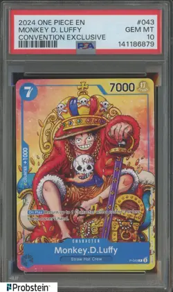 2024 One Piece EN Convention Exclusive #043 Monkey D Luffy PSA 10 GEM MINT - Image 1