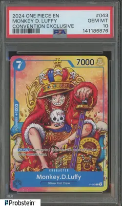 2024 One Piece EN Convention Exclusive #043 Monkey D Luffy PSA 10 GEM MINT - Image 1
