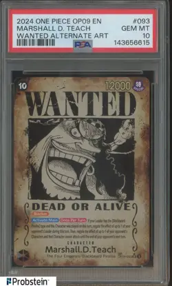 2024 One Piece OP09 EN Wanted #093 Marshall D. Teach PSA 10 GEM MINT - Image 1