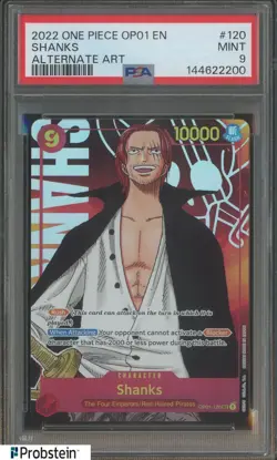 2022 One Piece OP01 EN #120 Shanks PSA 9 MINT - Image 1